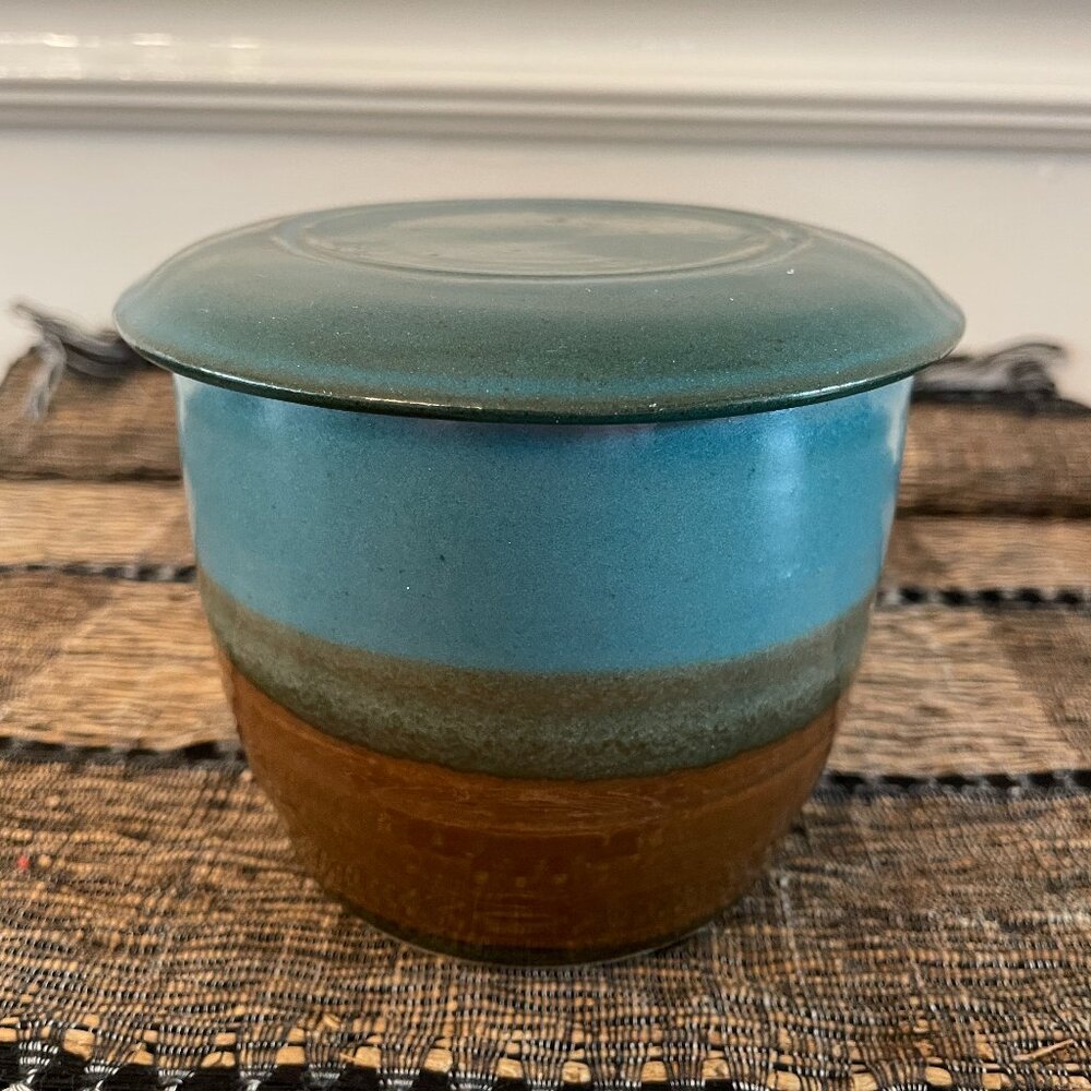 Stoneware Butter Bell by James Sloss Pottery | Teal & Brown | Handmade